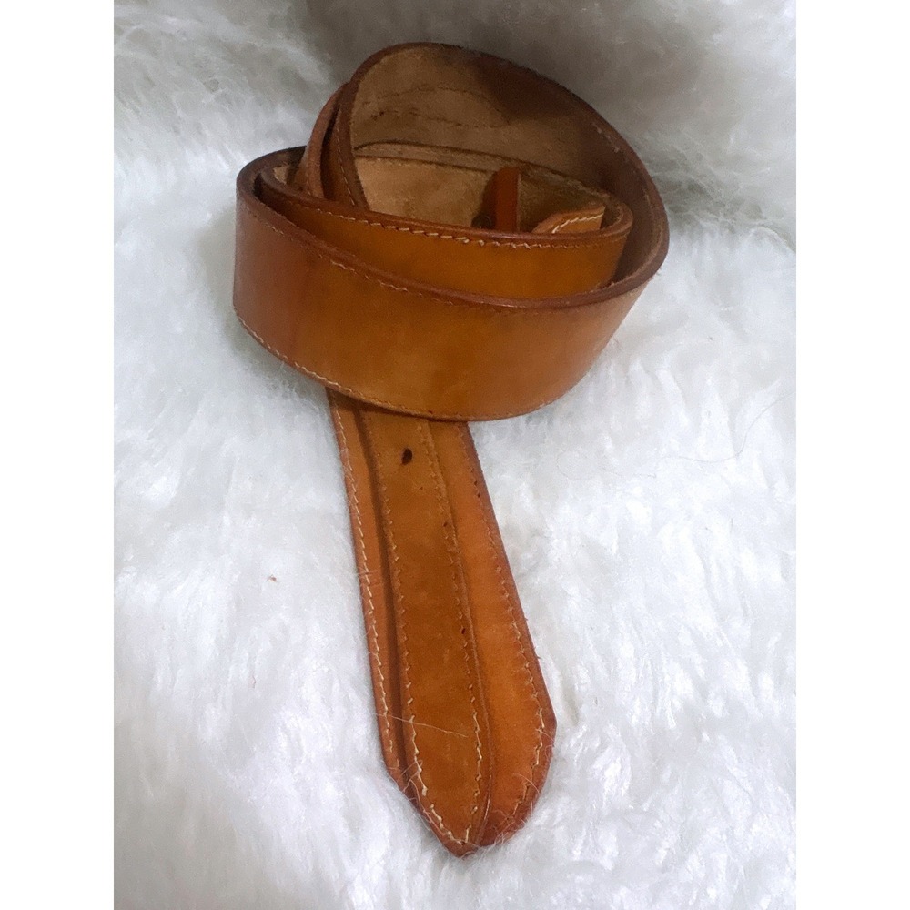 Sheplers Vintage Leather Belt Strap Mens Tan WesternCowboy  Brass Saddle Leather